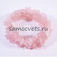 Браслет из крошки Розового кварца на резинке