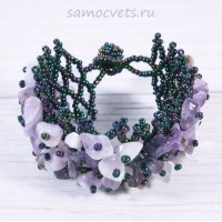 Плетенный браслет аметист и бисер