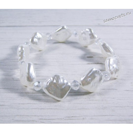 Браслет имитация жемчуг барокко ромбики