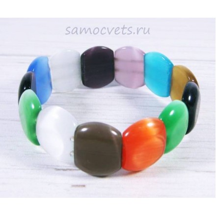 Браслет Кошачий глаз искусств. разноцветный