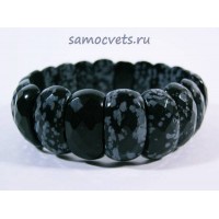 Браслет из Обсидиана огран. Каменный цветок
