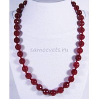 Бусики Агат огран. Рубиново Красный Радуга самоцветов 10