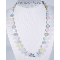 Бусы из натурального берилла (морганит и аквамарин) 46 см 9-10 мм
