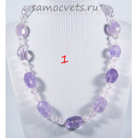 Бусы из аметрина крупная огранка и цитрина 6 мм 14-18 мм  48 см