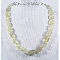 Бусы натуральный лимонный топаз крупная огранка 46 см 10-14 мм