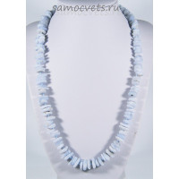 Бусы из голубого агата (сапфирин) галтовка диски