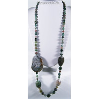 Бусы из океанической яшмы и мохового агата 74 см - 024