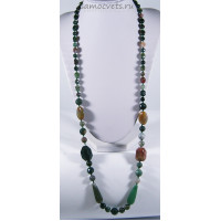 Бусы из зелёной яшмы и агата 76 см - 016