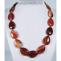 Бусы из сардоникса (Чёрно - Оранжевый Агат) капля 18*25 мм 46 см