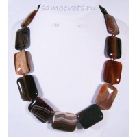 Бусы из Коричневого Агата - прямоугольник