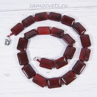 Бусы плоские прямоугольники из Красной Яшмы