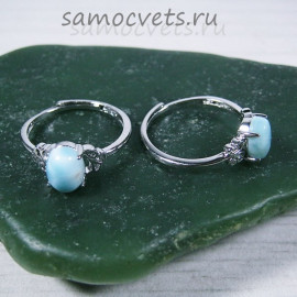 Кольцо с натуральным ларимаром 5*7 мм - Скромность