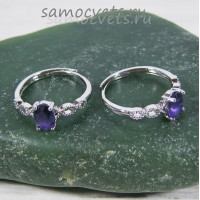 Кольцо с натуральным аметистом огран. 5*7 мм - Скромность