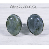 Кольцо из лабрадора кабошон 18*25 мм