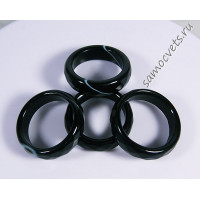 Кольцо из камня чёрный агат огран. 5 мм