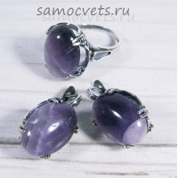Комплект с аметистом - кабошон 13*18