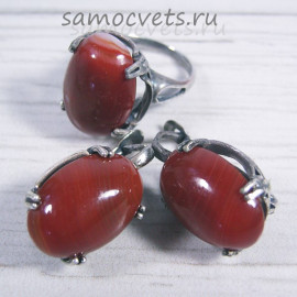 Комплект с сердоликом - кабошон 13*18