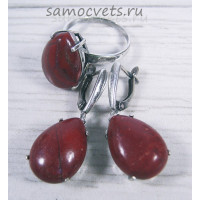 Комплект красной яшмой капля 13*18 мм