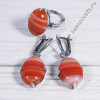 Комплект агат (сердолик) овал 15*20 мм