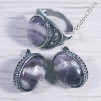 Комплект с аметистом кабошон 13*18 мм