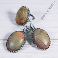 Комплект из яшмы кабошон овал 18*25 мм