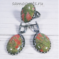 Комплект с унакитом кабошон 18*25 мм