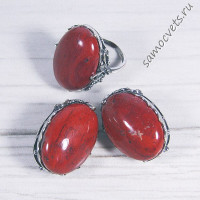 Комплект красная яшма кабошон 18*25 мм