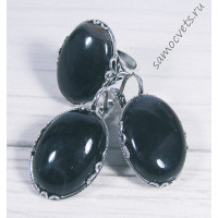 Комплект чёрный агат кабошон 18*25 мм