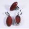 Комплект серьги + кольцо красная яшма Виктория - этно