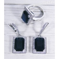 Комплект тёмно - синие кристаллы (сапфир) - Гузель