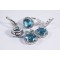 Комплект (серьги + кольцо + подвеска) голубые кристаллы (цвет аквамарин)