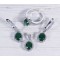 Комплект (серьги + кольцо + подвеска) зелёные кристаллы овал