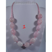 Колье 46 см натуральный морганит 12-16 мм и тонированный халцедон 4 мм