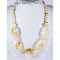 Колье из цитрина крупные бусины