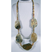 Колье пейзажная и океаническая яшма - Натуральная красота 70 см