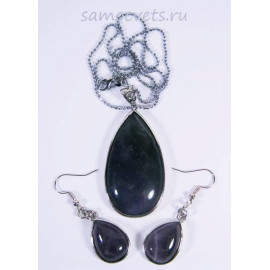 Комплект с Аметистом (Кулон на цепочке + Серьги)