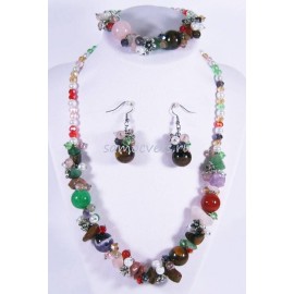 Комплект из Самоцветов "Букет" (Колье + Браслет + Серьги)