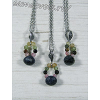 Подвеска натуральный деклассированный сапфир и турмалин