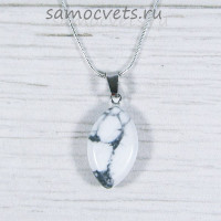 Подвеска на цепочке кахолонг - Плоская капля