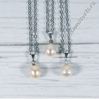 Подвеска на цепочке золотистая Жемчужина