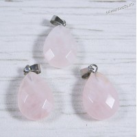 Кулон розовый кварц капля огран. 15*18 мм