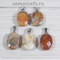 Кулон кружевной агат овал огран. 15*18 мм