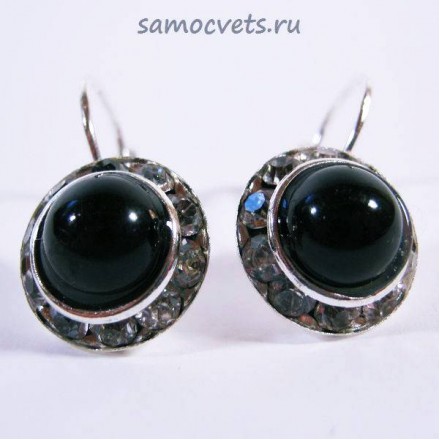 Серьги с Чёрным агатом искусст. Гурия