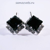 Серьги с Кристаллами "Кристаллина" Чёрные