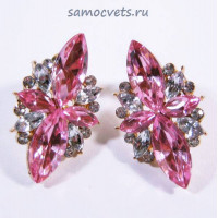 Гвоздики - Серьги Розовые Кристаллы