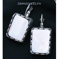 Серьги белым перламутром прямоугольники