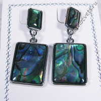 Серьги с галиотисом - прямоугольник