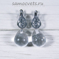 Серьги с Горным хрусталём каменные капельки 13*18 мм