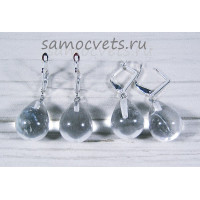 Серьги горный хрусталь каменные капельки 13*18 мм