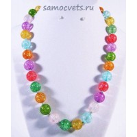 Бусы из кварца синтетич. разноцветные классика - 12